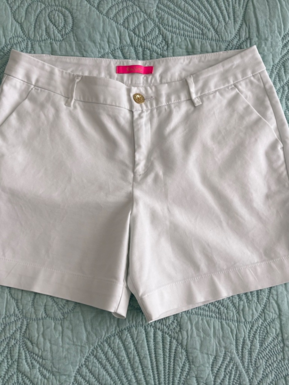 Lilly Pulitzer Custom Hemmed White Cotton Stretch Shorts Size 10